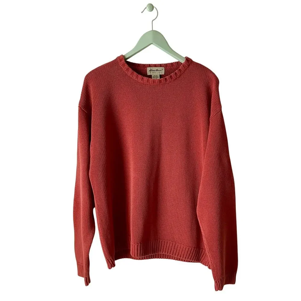 Eddie Bauer Orange Cotton Knit Sweater Size Large